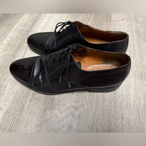 Salvatore Ferragamo Vintage Black Oxford Shoe SALVATORE FERRAGAMO BLACK Leather Derby Cape Toe Shoes Men  main image 3